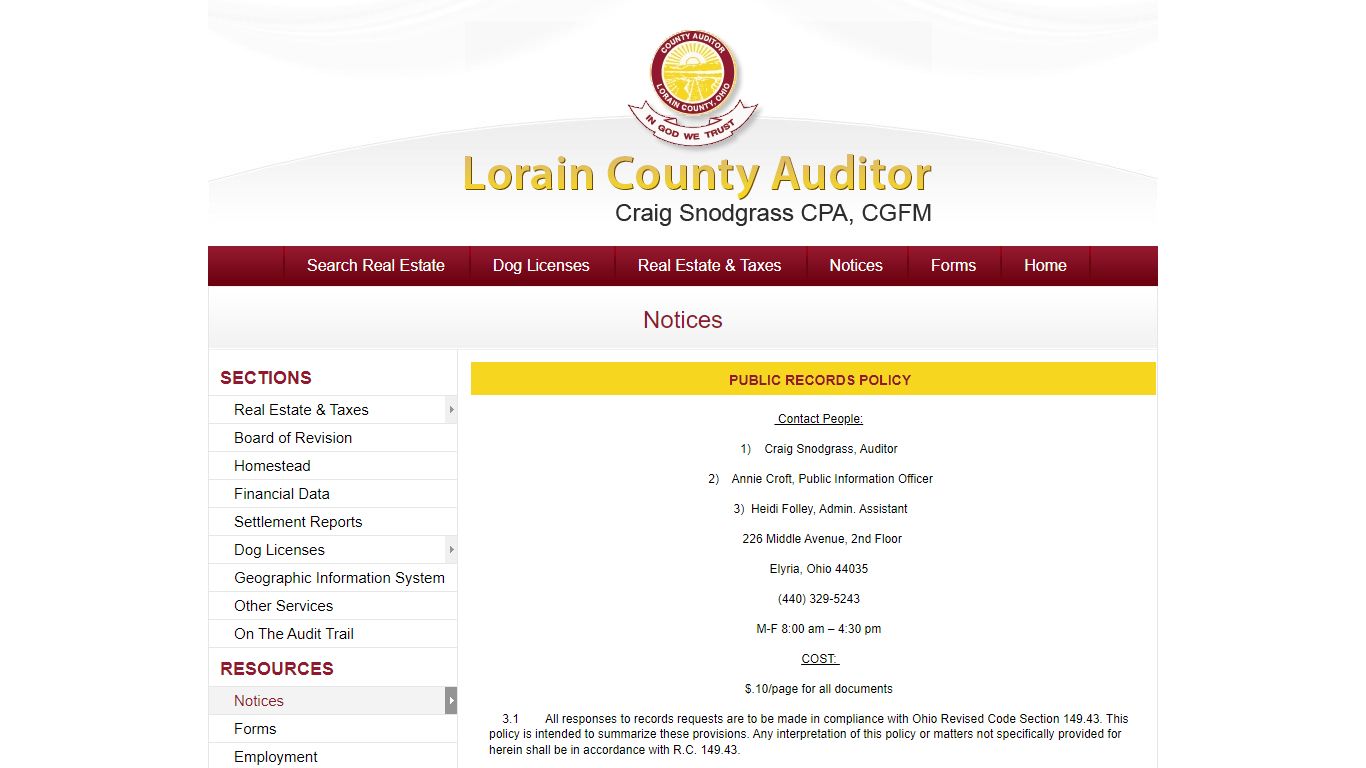 Public Records Policy - Lorain County
